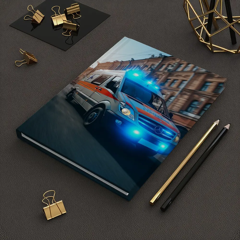 Mercedes Ambulance Racing Through City Street – Notebooks