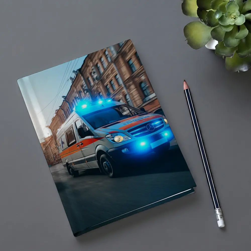 Mercedes Ambulance Racing Through City Street – Notebooks
