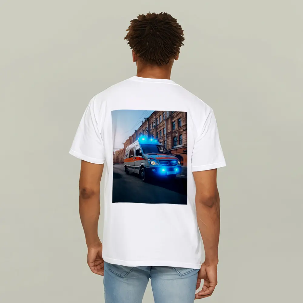 Mercedes Ambulance Racing Through City Street – T-Shirts