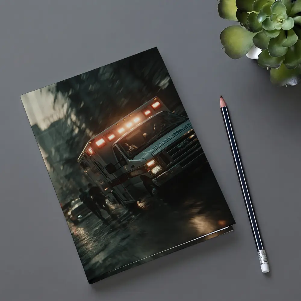 Ambulance Rushing Through Rainy City Streets – Notebooks