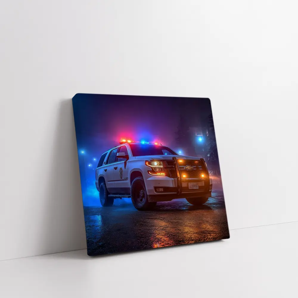 Chevrolet Tahoe Police SUV Night City Streets – Wall Art