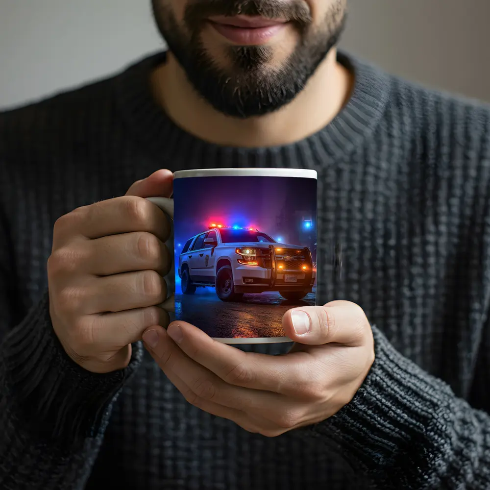 Chevrolet Tahoe Police SUV Night City Streets – Mugs