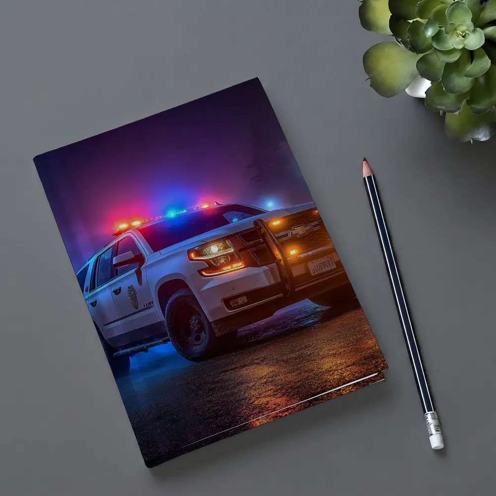 Chevrolet Tahoe Police SUV Night City Streets – Notebooks
