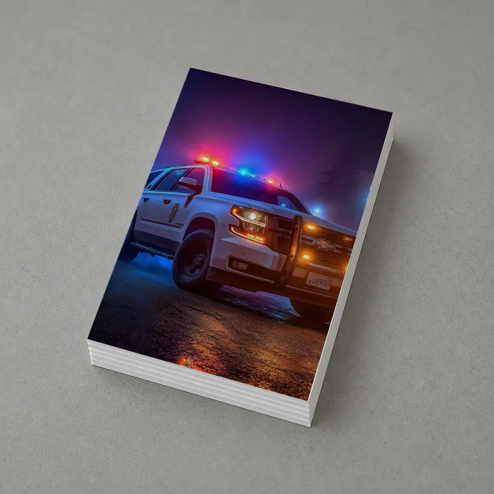 Chevrolet Tahoe Police SUV Night City Streets – Postcards