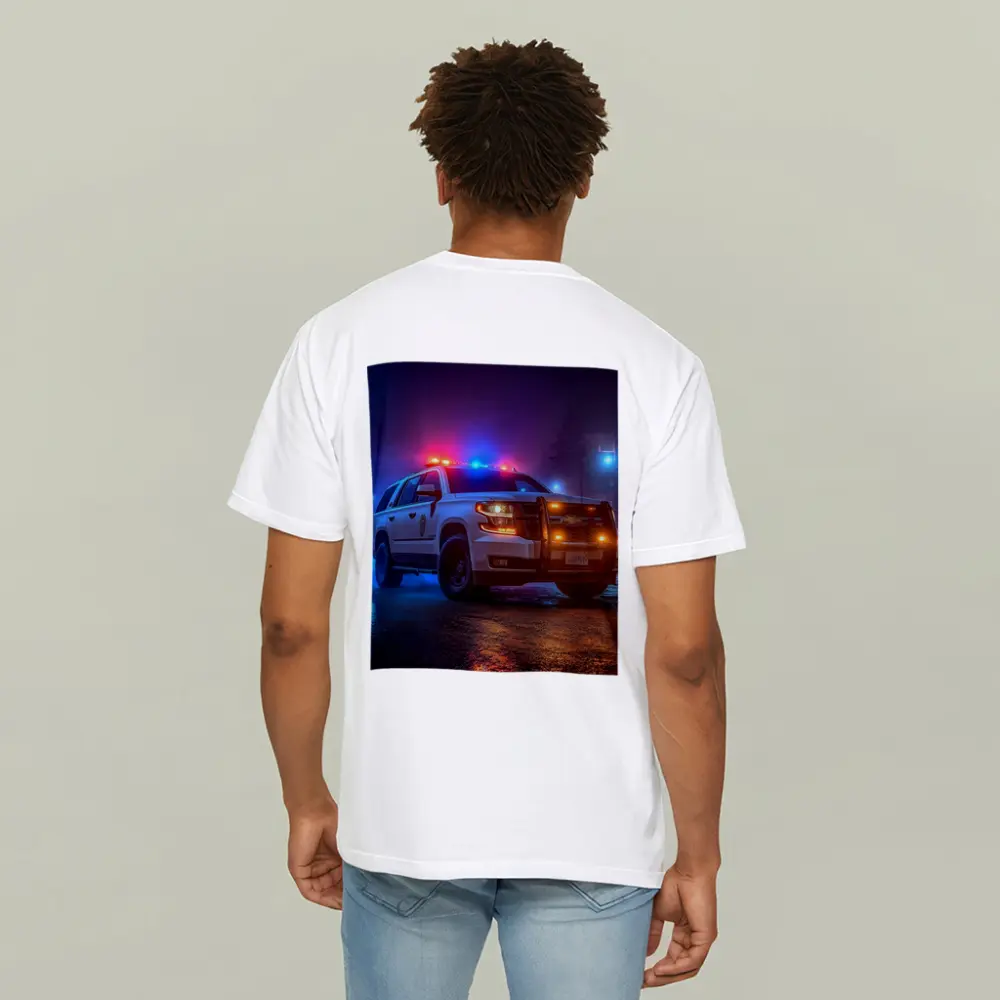 Chevrolet Tahoe Police SUV Night City Streets – T-Shirts