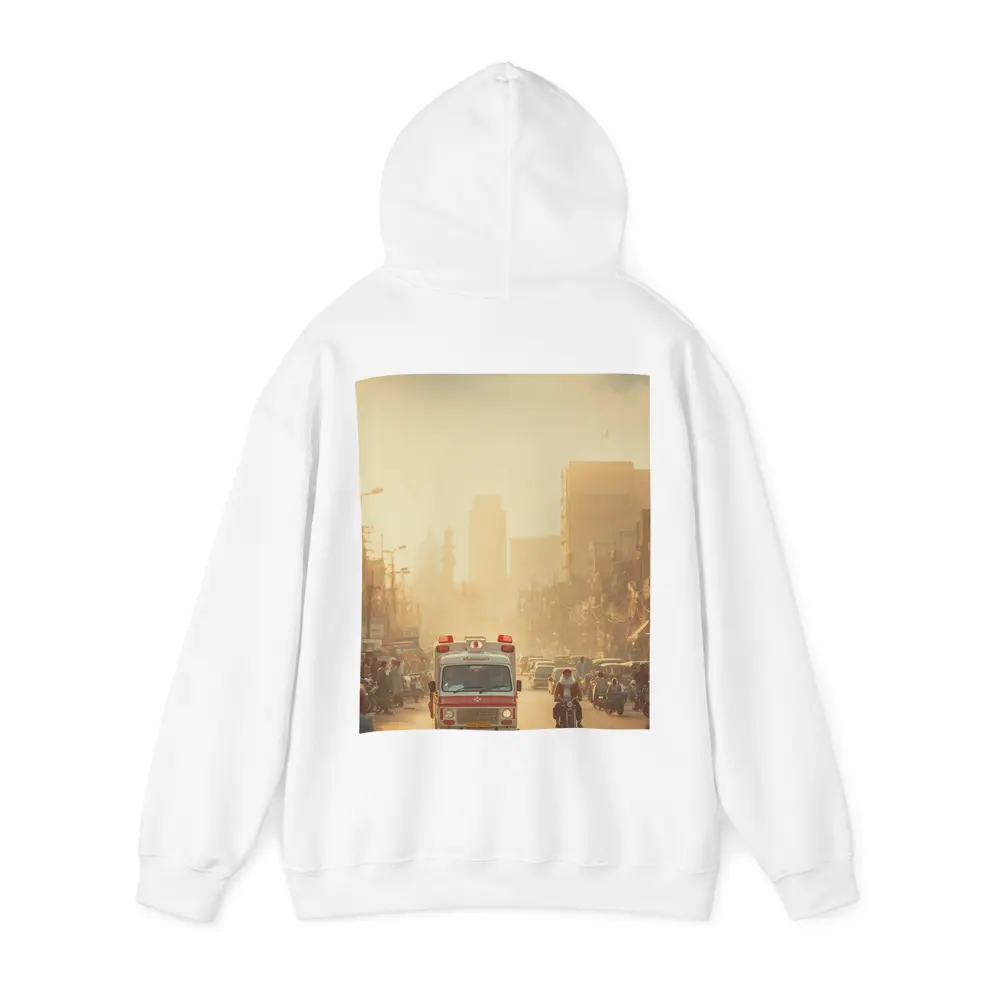 Ambulance Driving Through Hazy Indian City Street – Hoodies