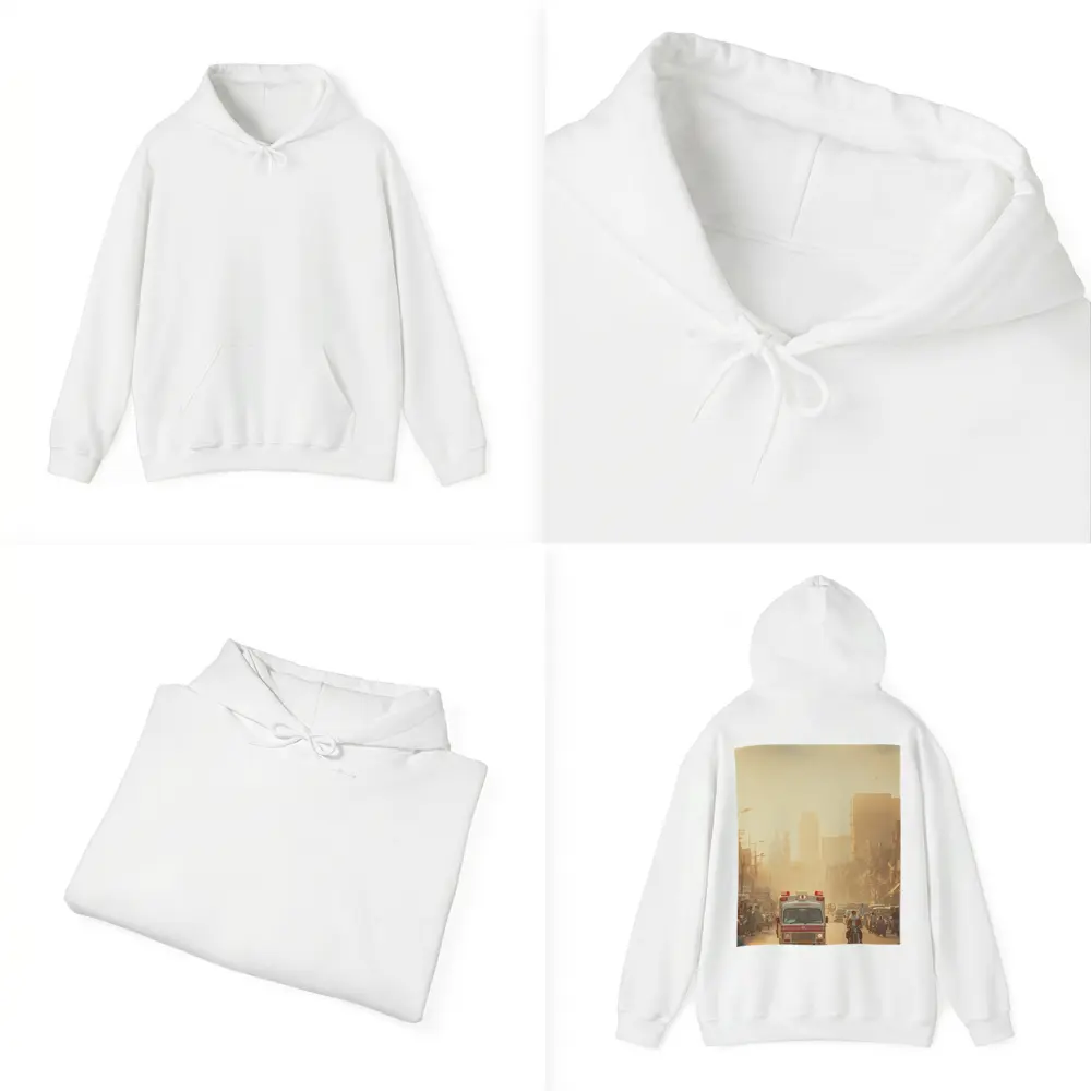 Ambulance Driving Through Hazy Indian City Street – Hoodies