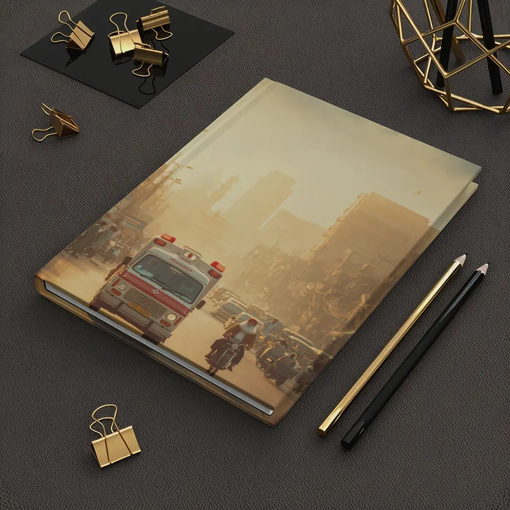 Ambulance Driving Through Hazy Indian City Street – Notebooks