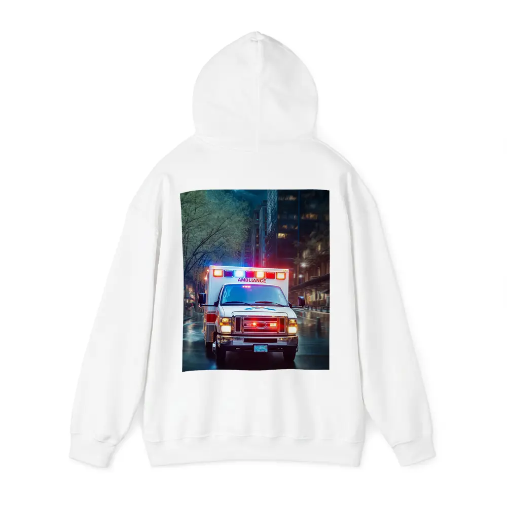Ambulance Racing Through Rainy City Streets – Hoodies