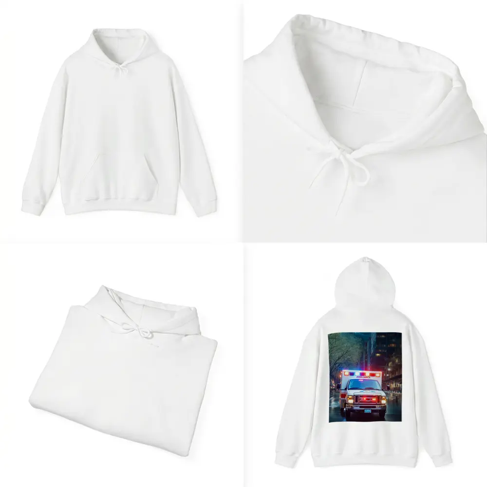 Ambulance Racing Through Rainy City Streets – Hoodies