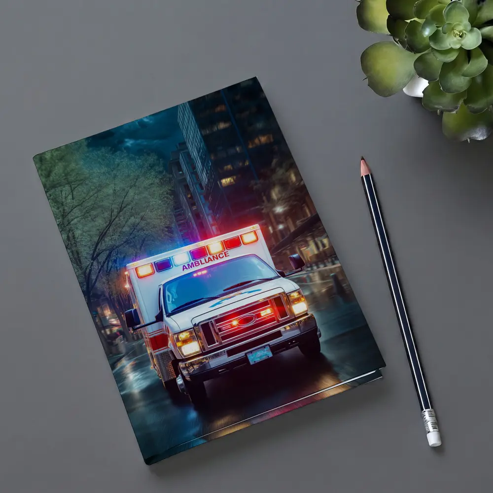 Ambulance Racing Through Rainy City Streets – Notebooks