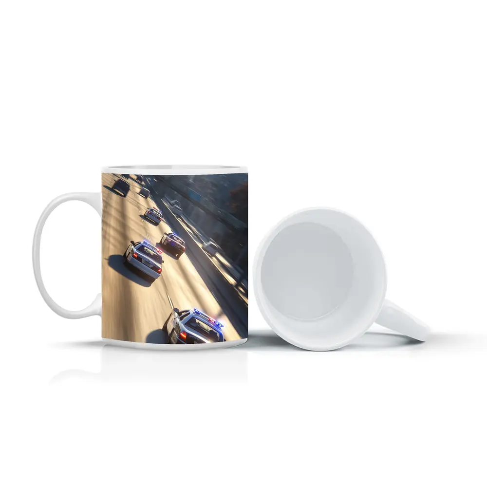 Police Cars Highway Chase City Scene – Mugs