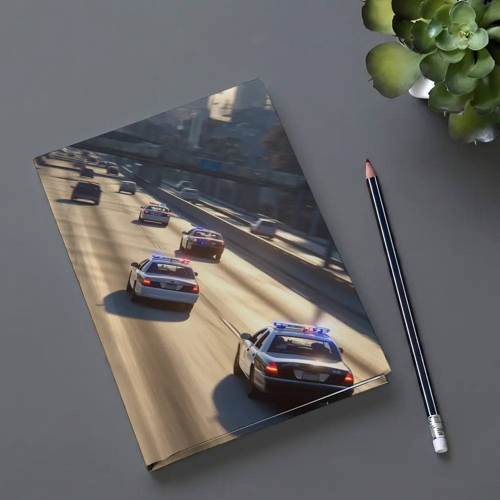 Police Cars Highway Chase City Scene – Notebooks