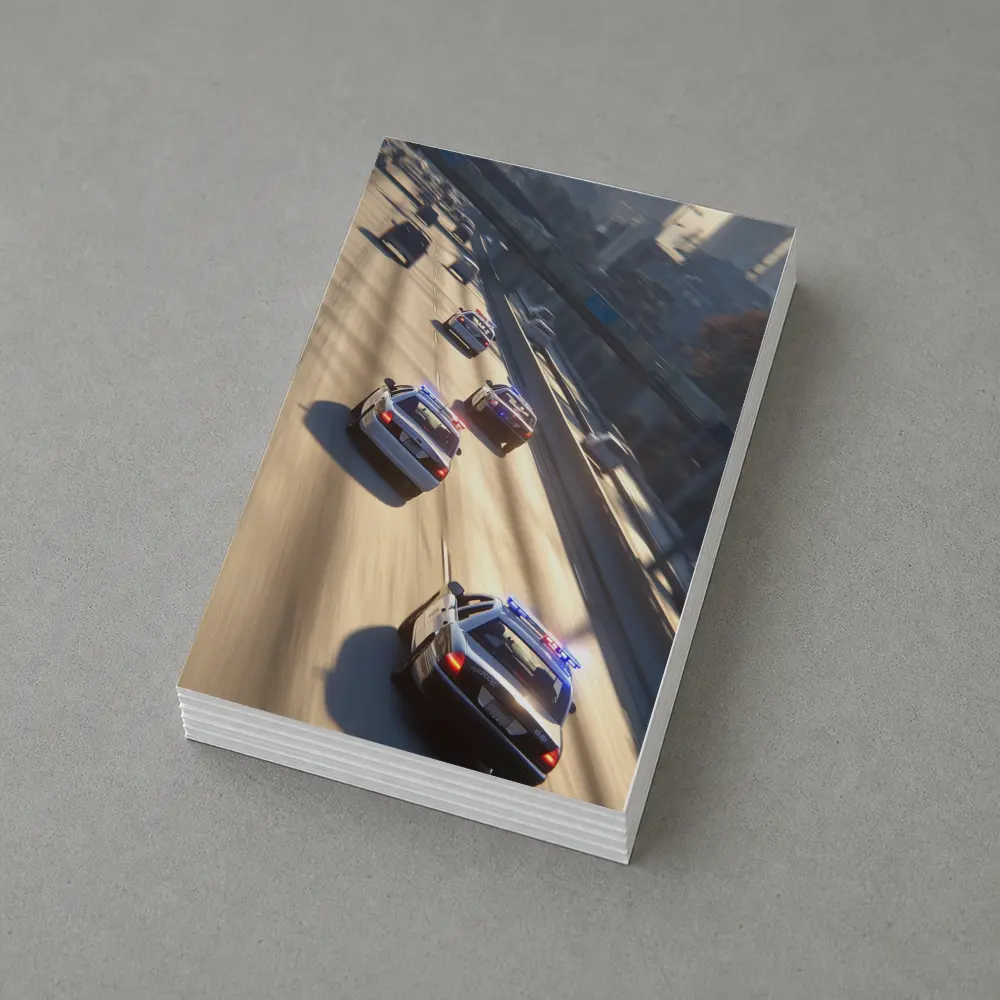 Police Cars Highway Chase City Scene – Postcards
