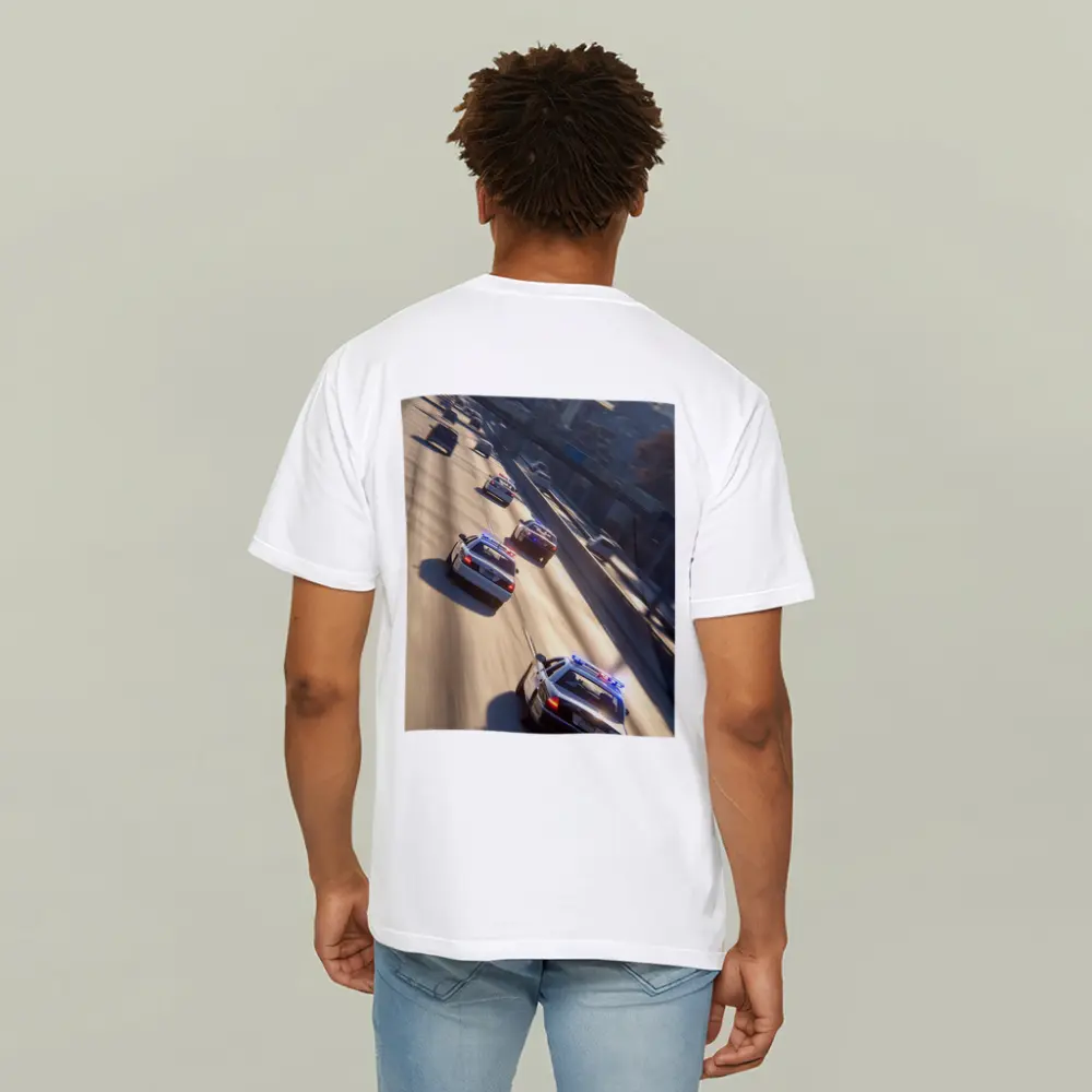 Police Cars Highway Chase City Scene – T-Shirts