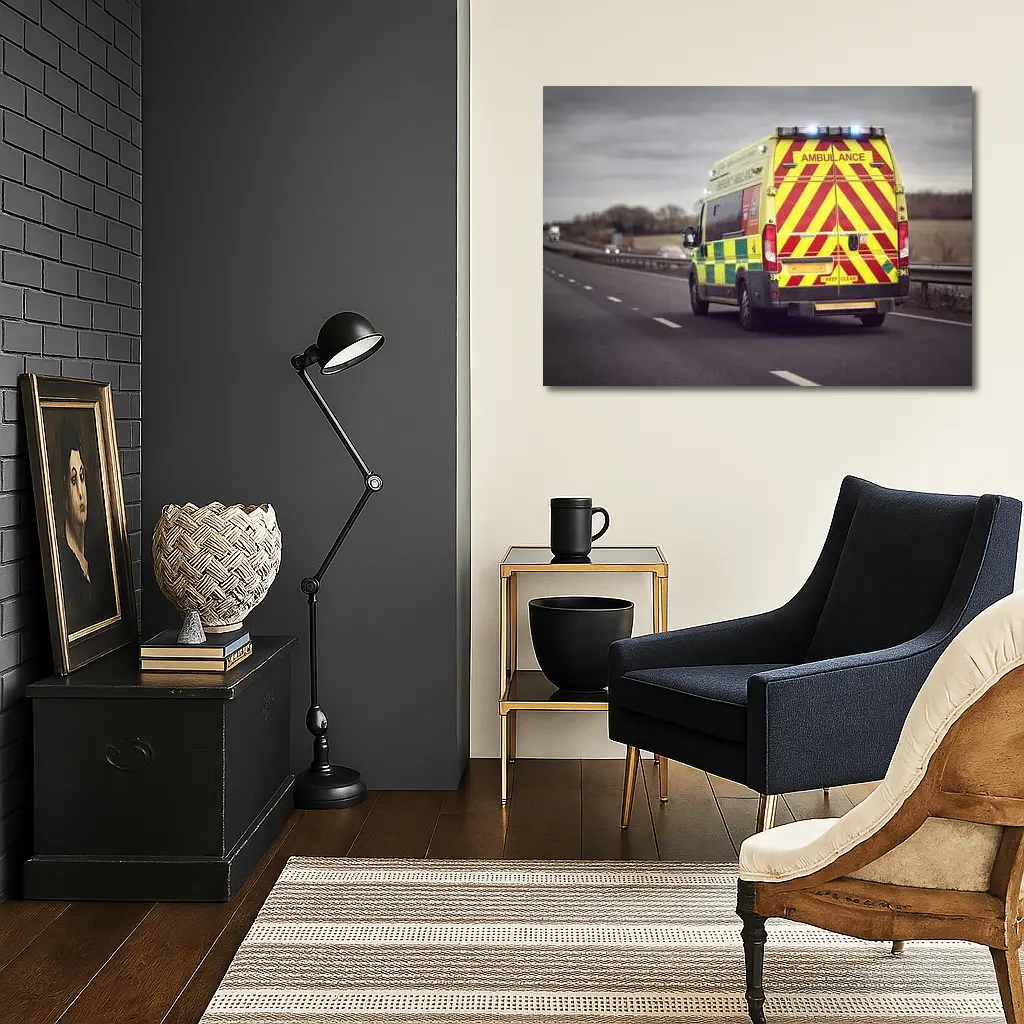 British Ambulance Speeding On Motorway Highway – Wall Art