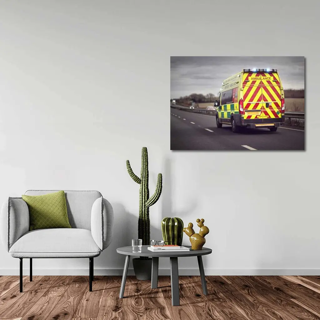 British Ambulance Speeding On Motorway Highway – Wall Art