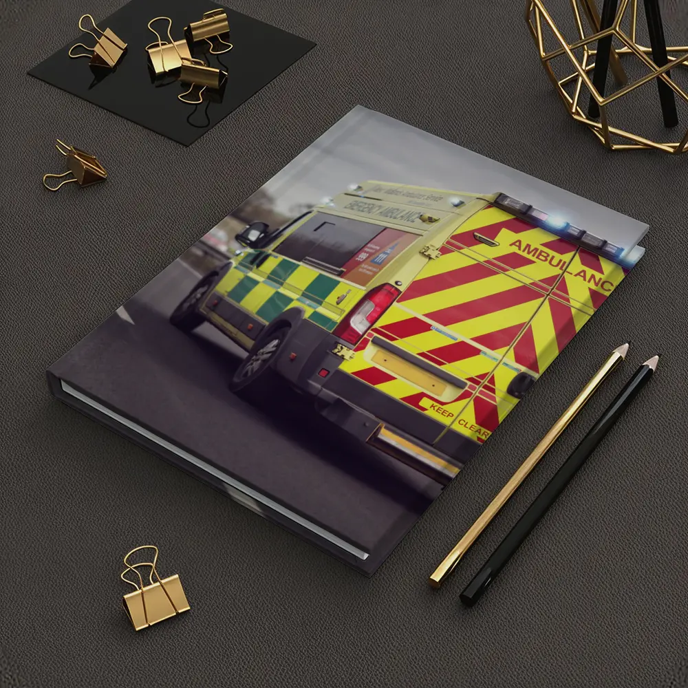 British Ambulance Speeding On Motorway Highway – Notebooks