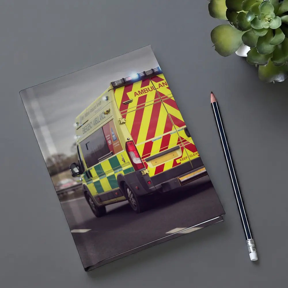 British Ambulance Speeding On Motorway Highway – Notebooks