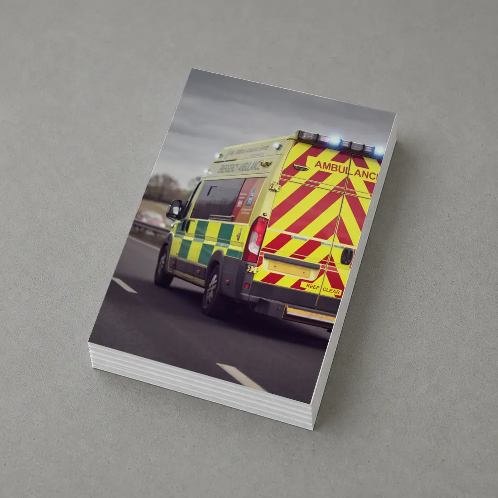 British Ambulance Speeding On Motorway Highway – Postcards