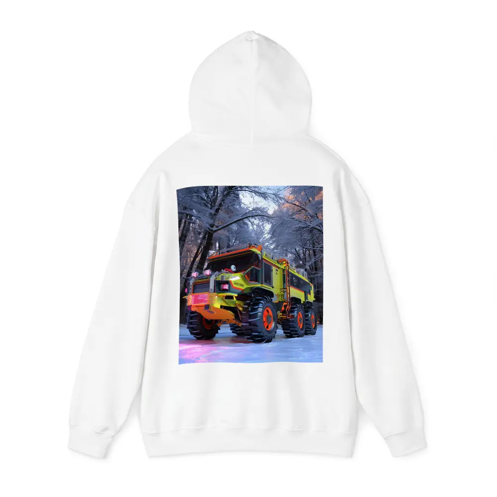 Monster Truck Neon Yellow Winter Forest Scene – Hoodies