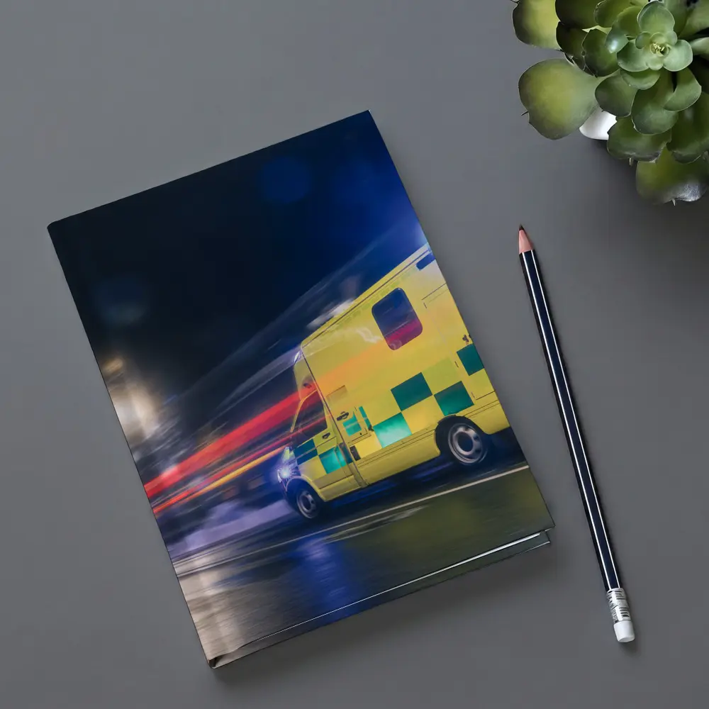 Ambulance Racing Through City Night Streets – Notebooks