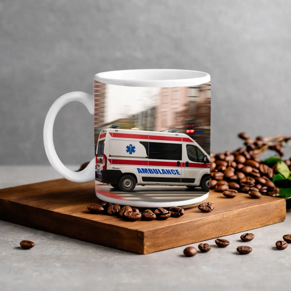 Ambulance Speeding Through City Street – Mugs