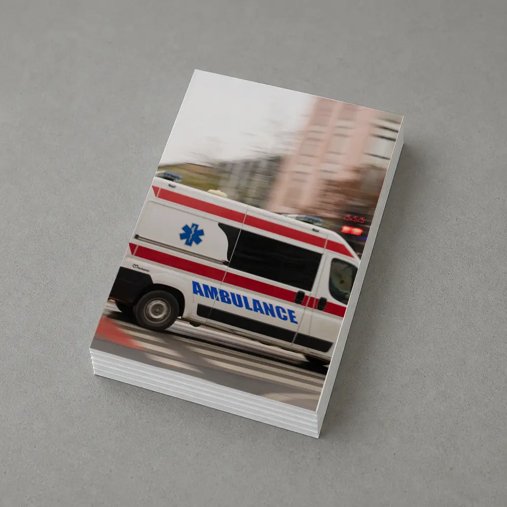 Ambulance Speeding Through City Street – Postcards