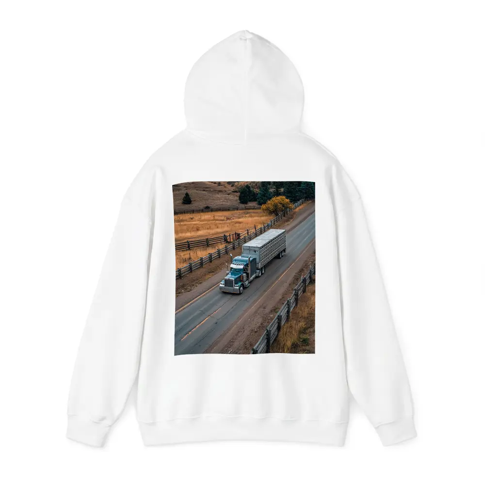 Classic Semi Truck Rolling Through Rural Highway – Hoodies