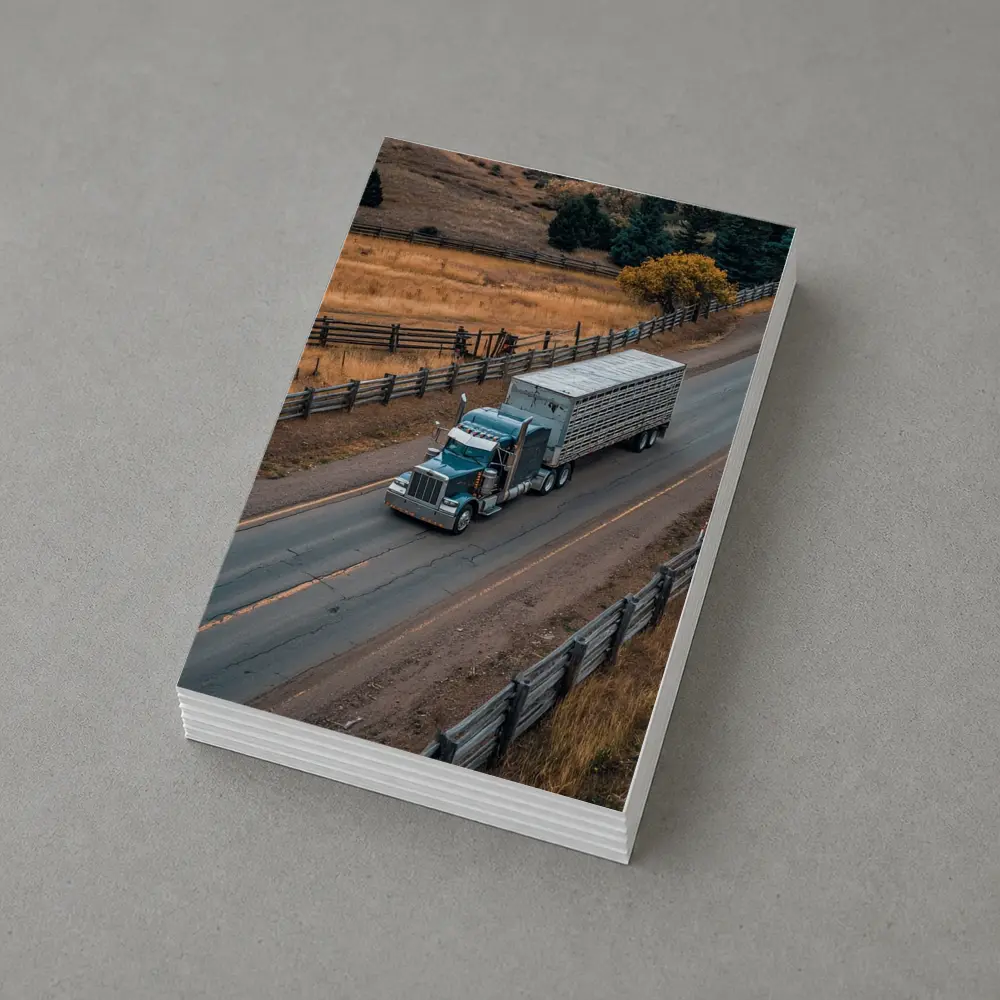 Classic Semi Truck Rolling Through Rural Highway – Postcards