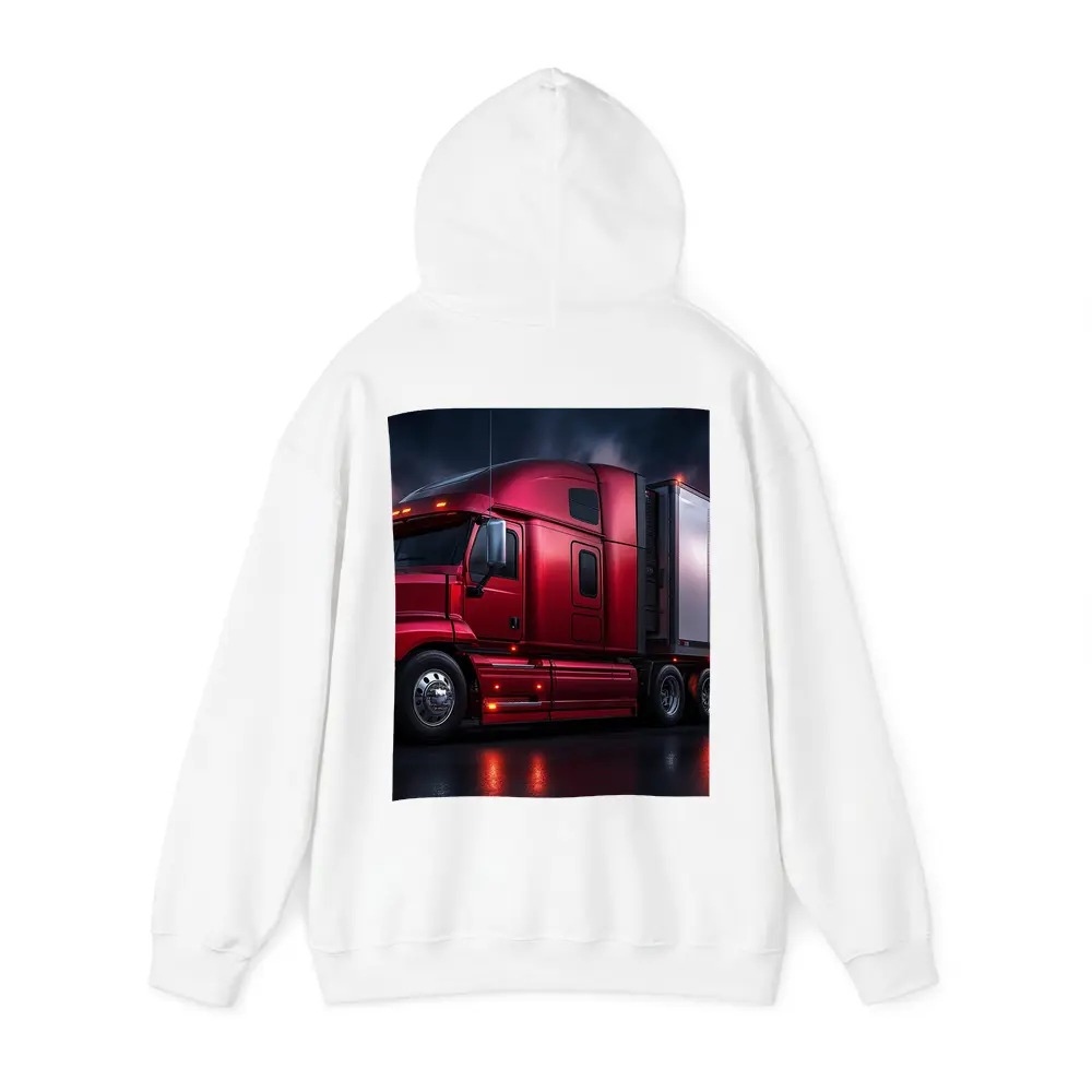 Red Semi Truck Dark Stormy Night Sky – Hoodies