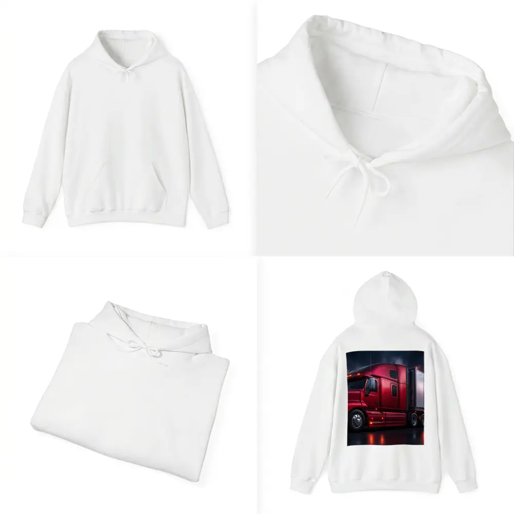 Red Semi Truck Dark Stormy Night Sky – Hoodies