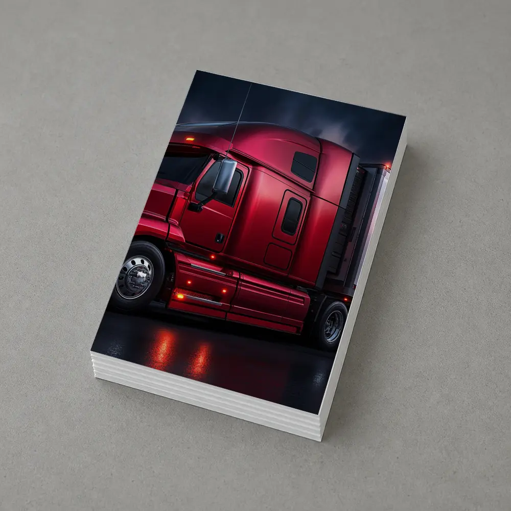 Red Semi Truck Dark Stormy Night Sky – Postcards