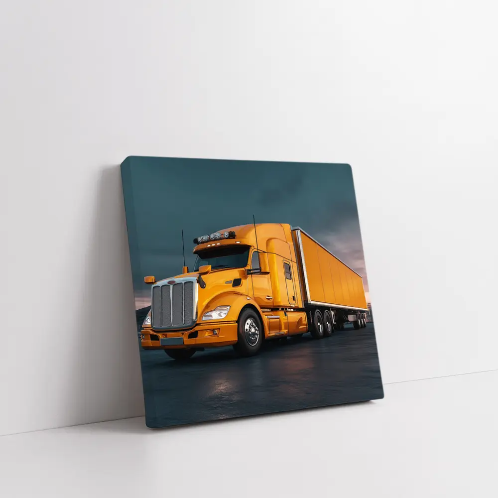 Yellow Semi Truck Dramatic Stormy Sky – Wall Art