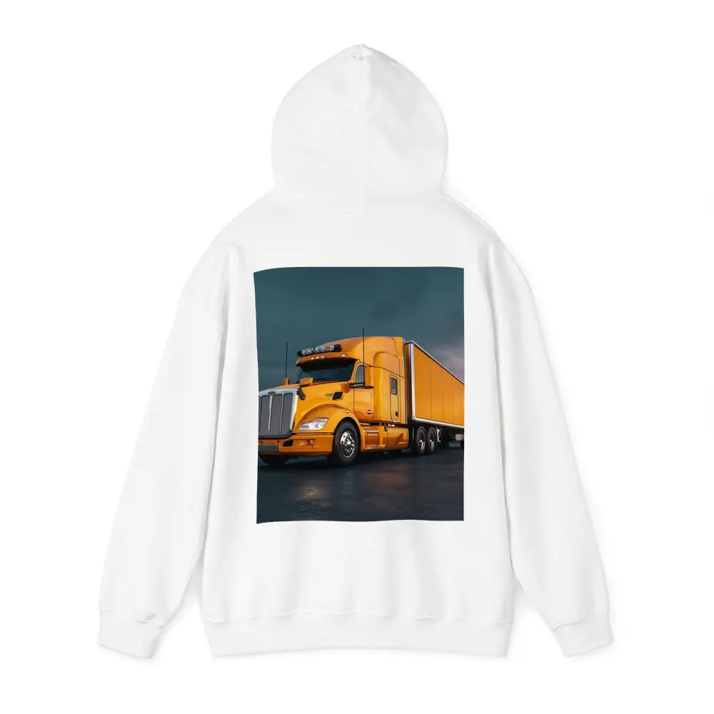 Yellow Semi Truck Dramatic Stormy Sky – Hoodies