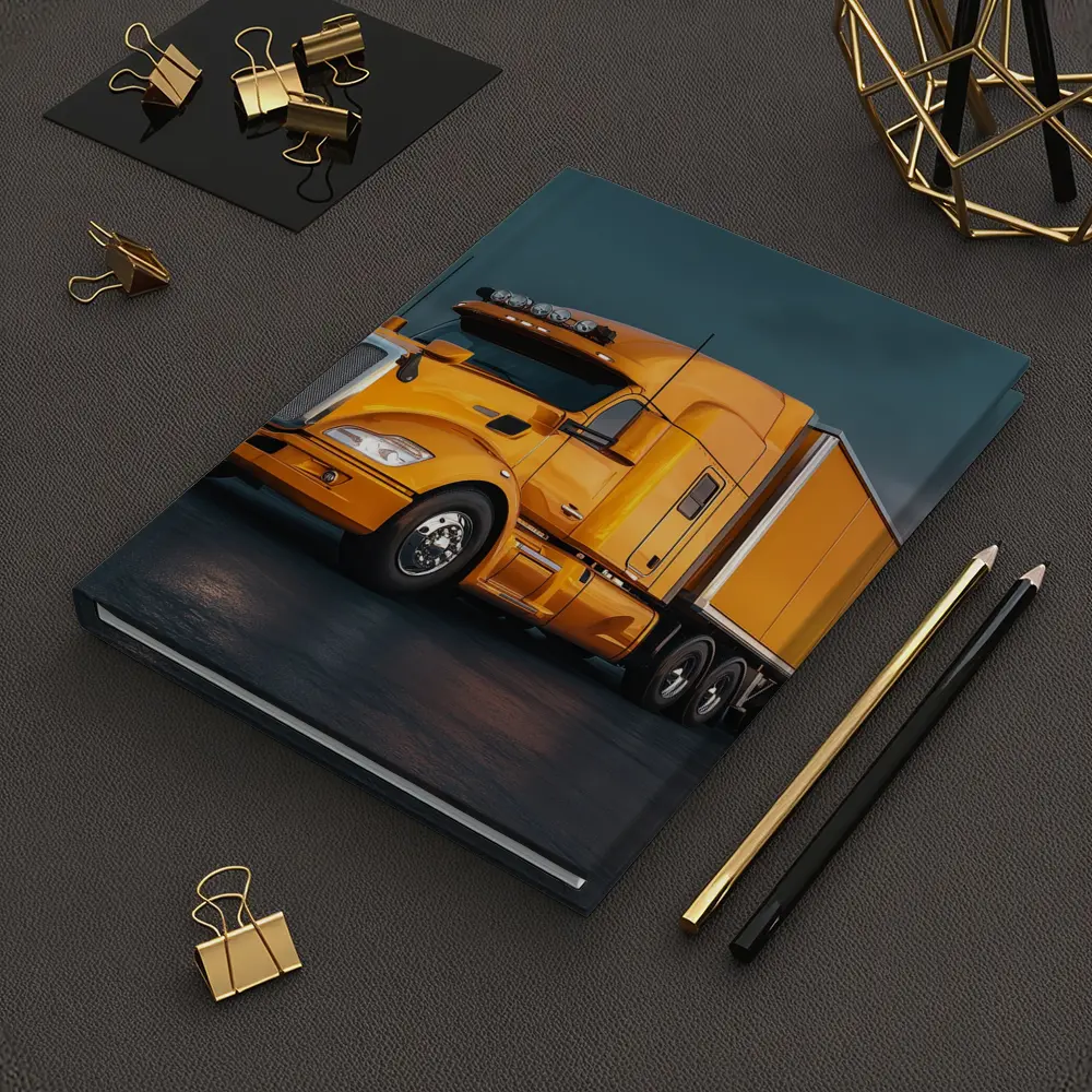 Yellow Semi Truck Dramatic Stormy Sky – Notebooks