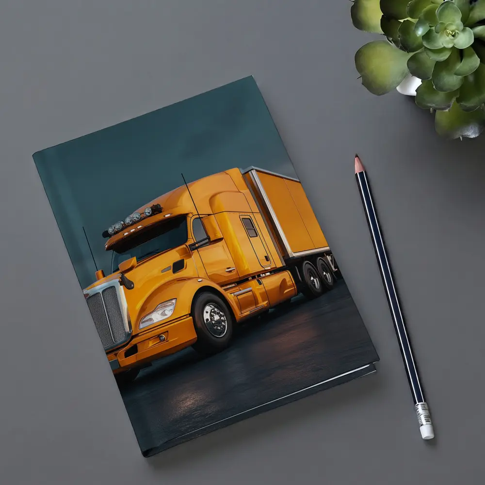 Yellow Semi Truck Dramatic Stormy Sky – Notebooks