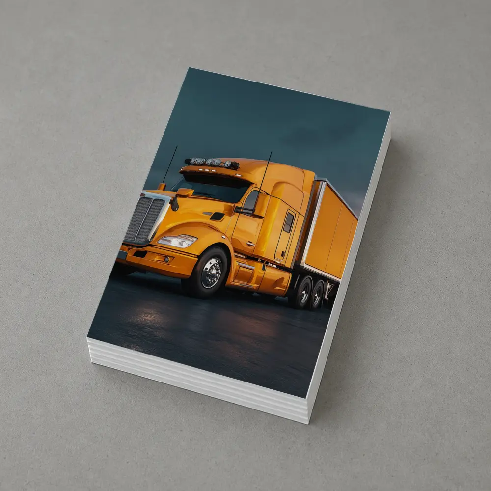 Yellow Semi Truck Dramatic Stormy Sky – Postcards