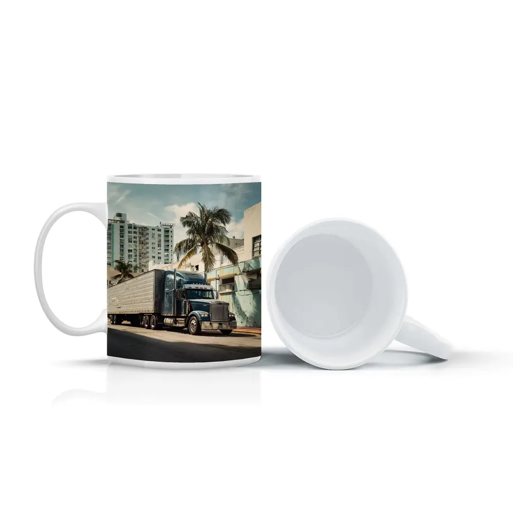 Semi Truck Rolling Through Miami City Streets – Mugs