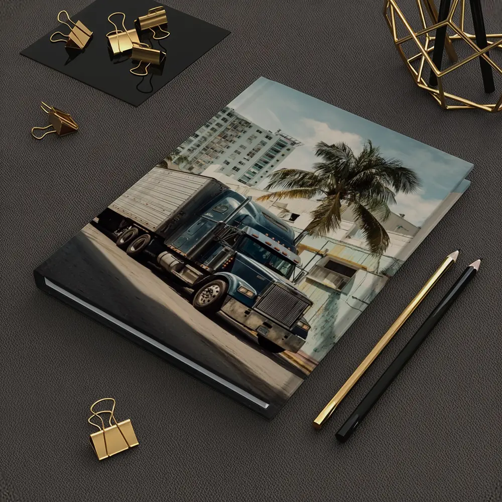 Semi Truck Rolling Through Miami City Streets – Notebooks
