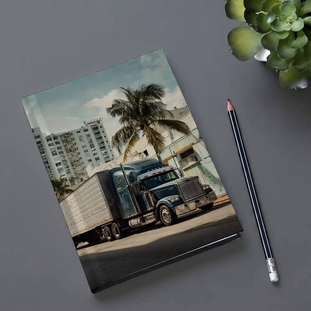 Semi Truck Rolling Through Miami City Streets – Notebooks