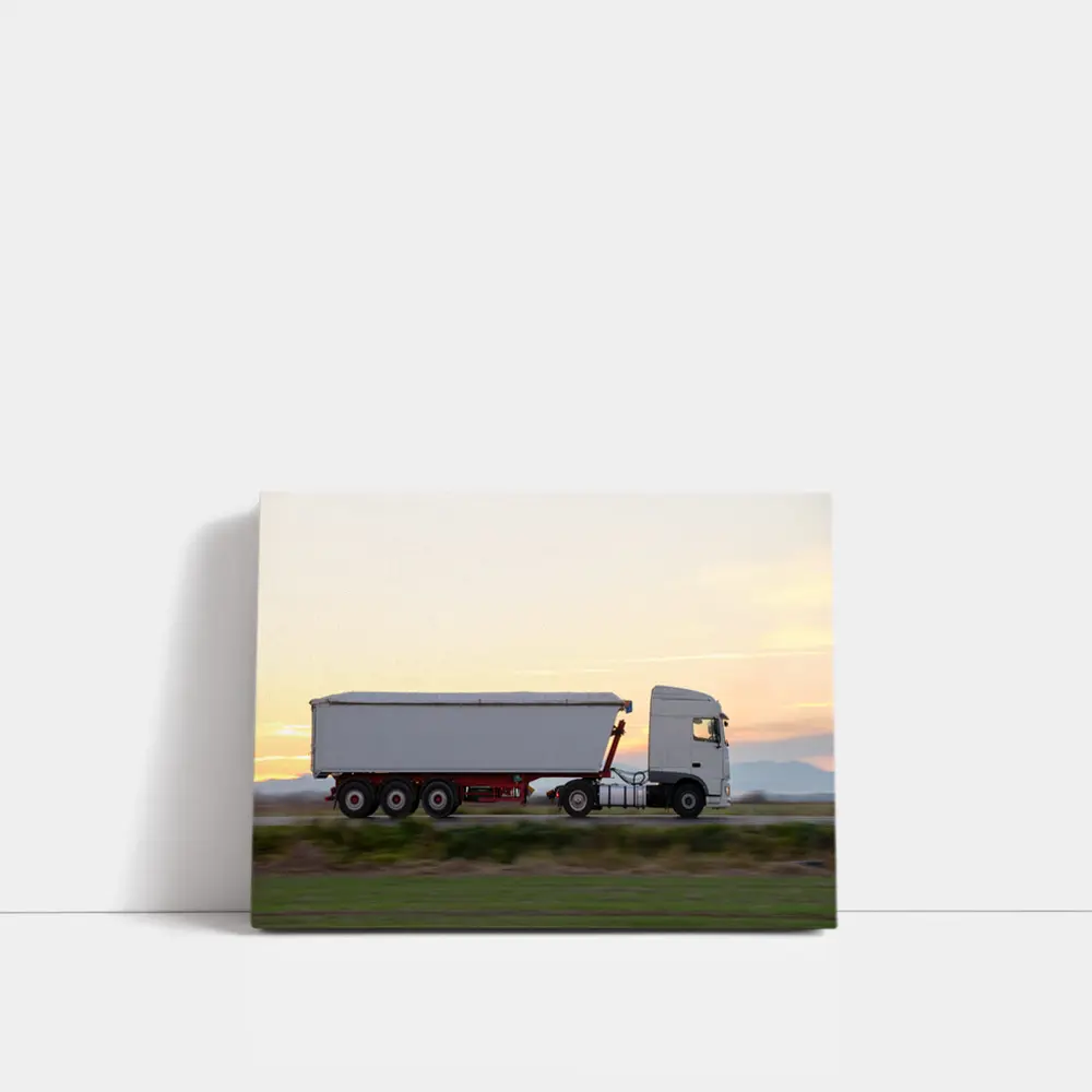 Semi Truck Highway Drive Sunset Sky – Wall Art