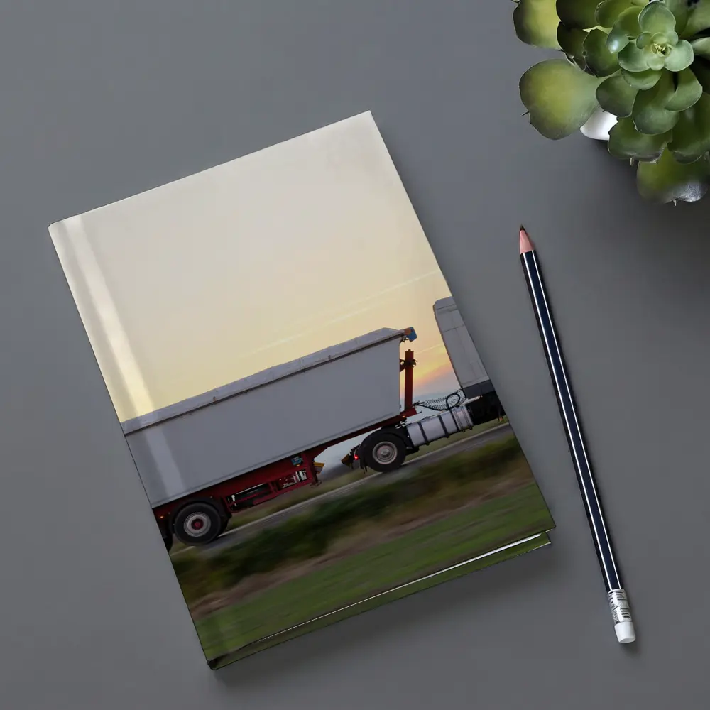 Semi Truck Highway Drive Sunset Sky – Notebooks