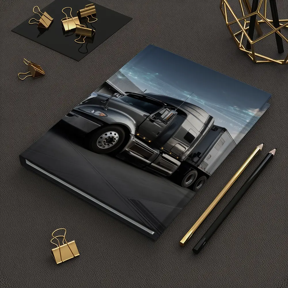 Semi Truck Digital Network Warehouse Background – Notebooks