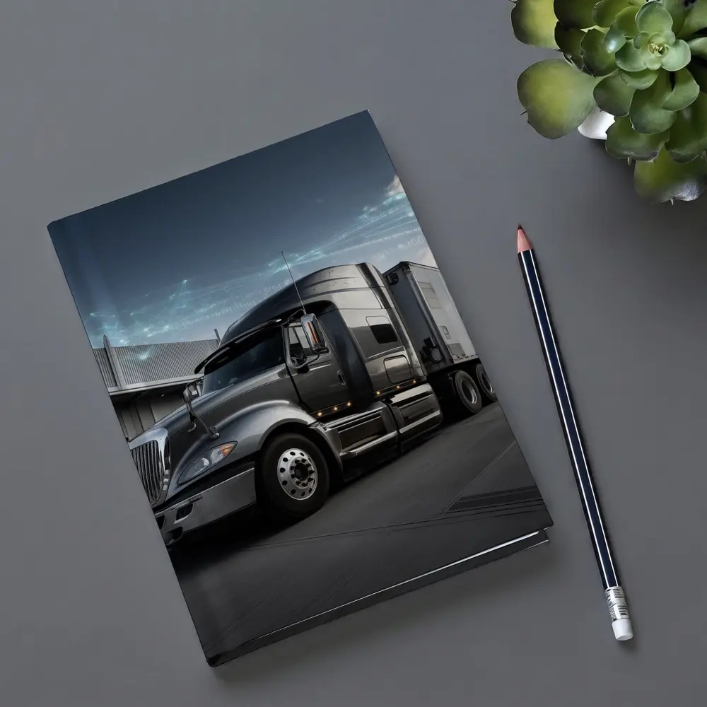 Semi Truck Digital Network Warehouse Background – Notebooks