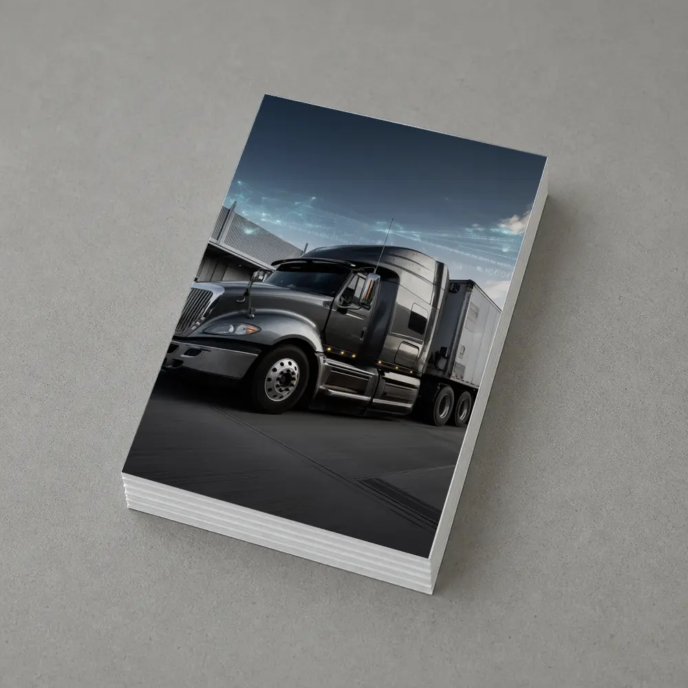 Semi Truck Digital Network Warehouse Background – Postcards