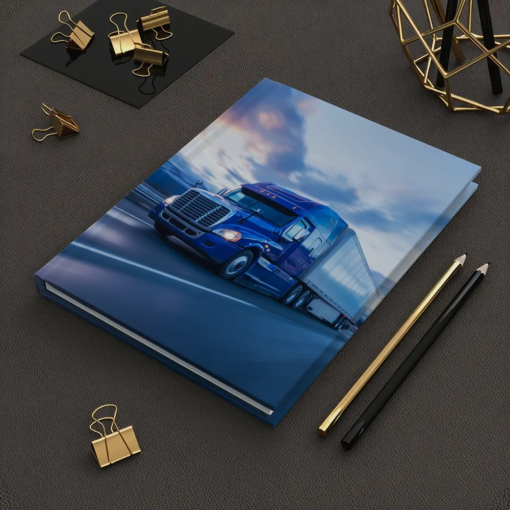 Blue Freightliner Semi Truck Highway Drive – Notebooks