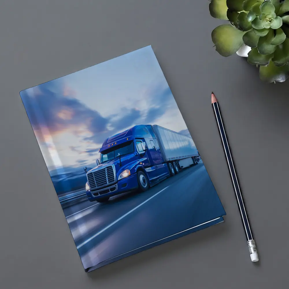 Blue Freightliner Semi Truck Highway Drive – Notebooks