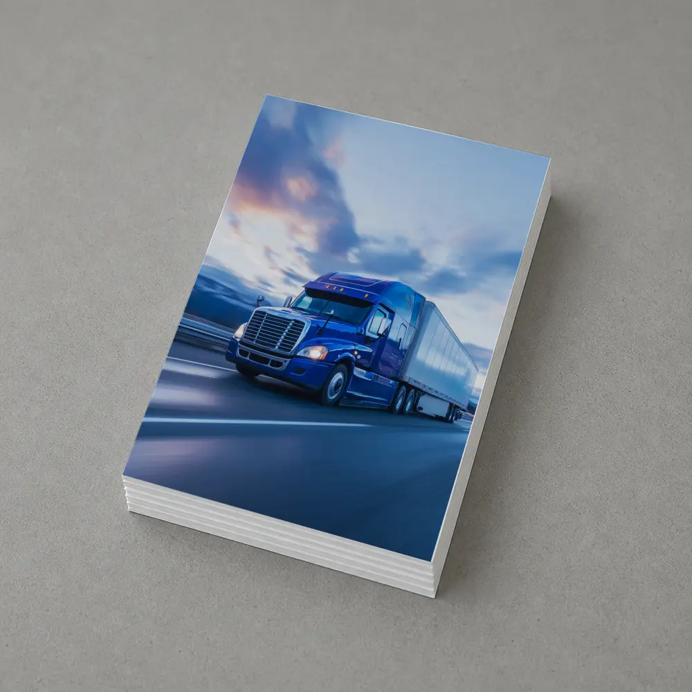 Blue Freightliner Semi Truck Highway Drive – Postcards