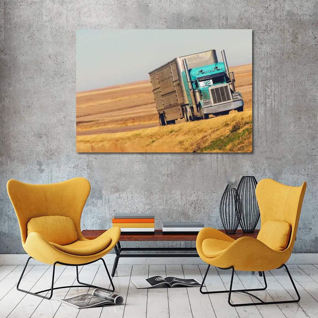 Semi Truck Driving Through Open Plains – Wall Art